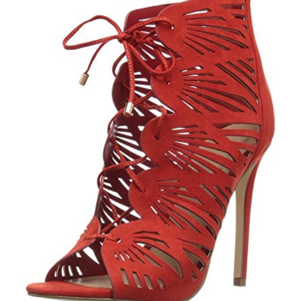 Aldo Women Lassie Heeled Open Toe Red Booties